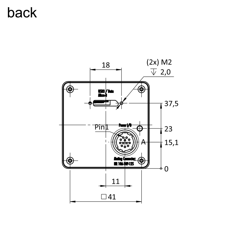 design drawing exo264CU3 back (all dimensions in mm)