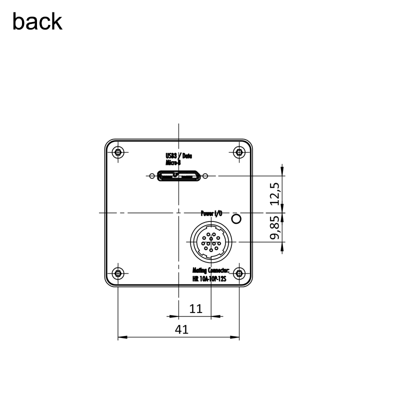 design drawing exo267MU3 back (all dimensions in mm)