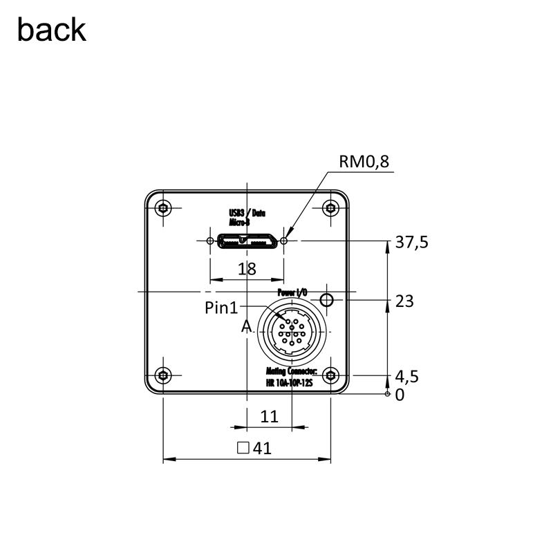 design drawing exo694CU3 back (all dimensions in mm)