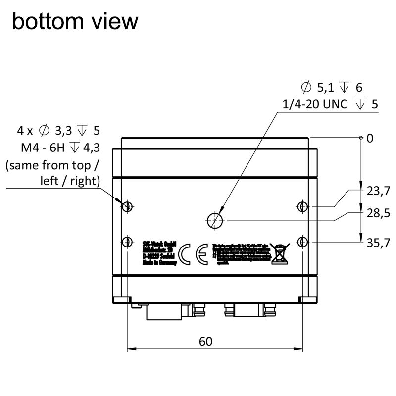 design drawing hr120MCL bottom (all dimensions in mm)