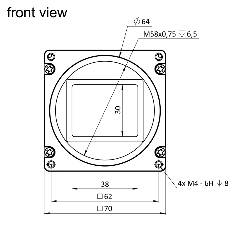 design drawing hr120MCL front (all dimensions in mm)