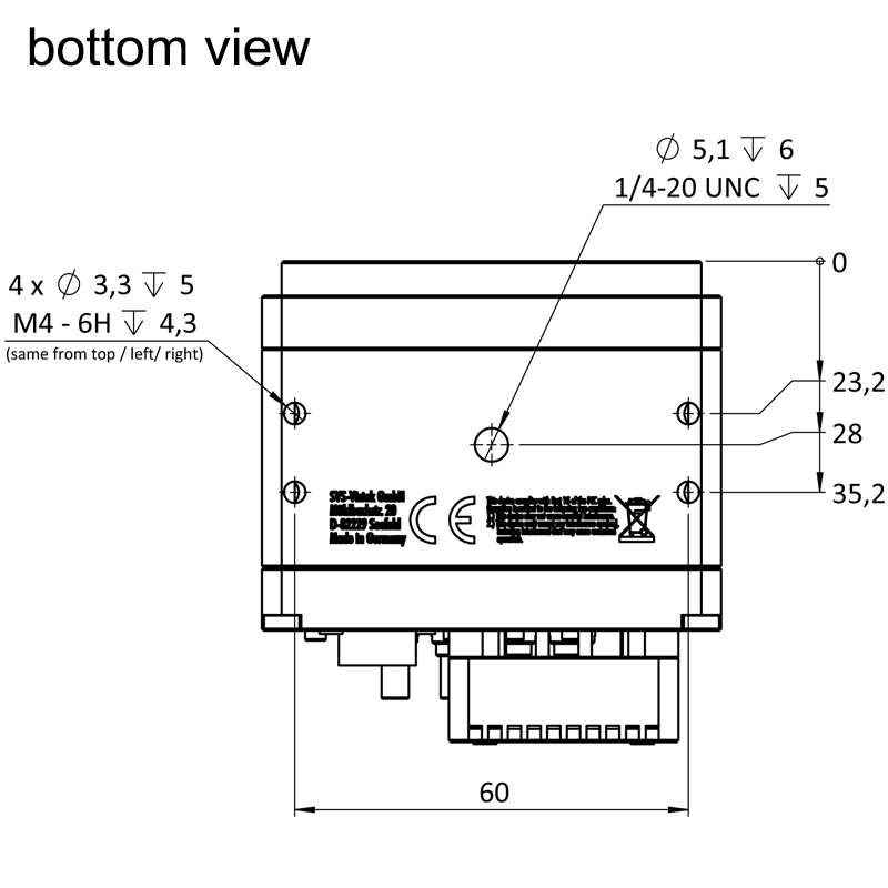 design drawing hr25MCX bottom (all dimensions in mm)