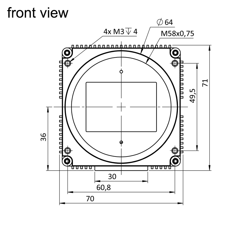 design drawing hr29050MFLCPC front (all dimensions in mm)