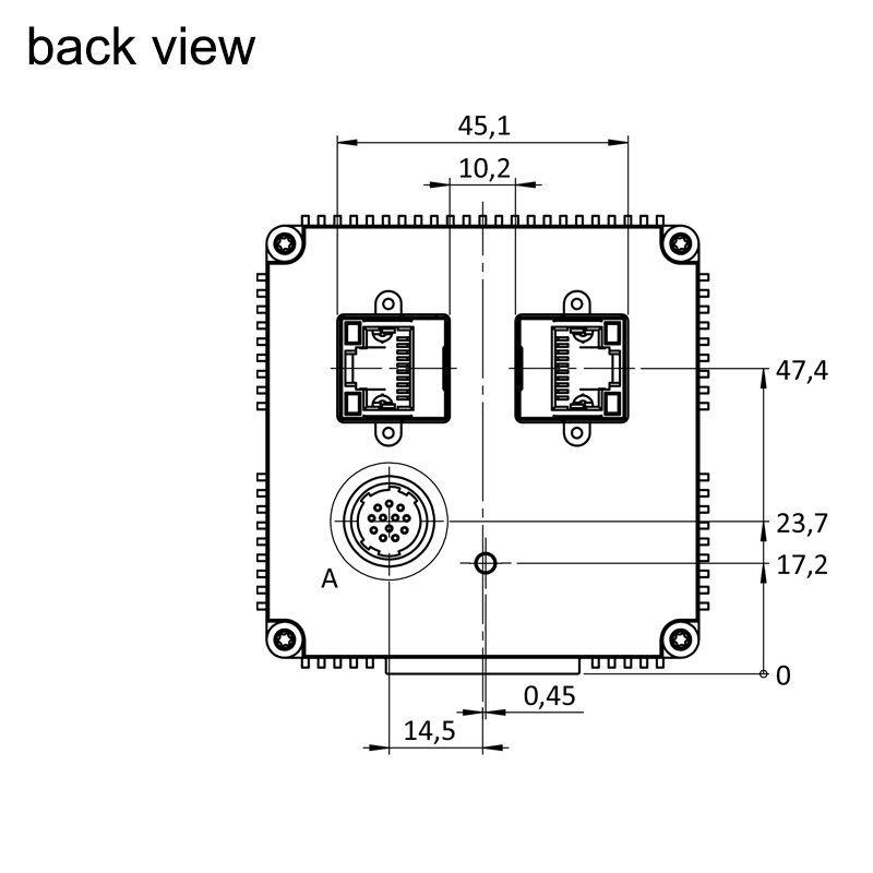 design drawing hr16070MFLGEC back (all dimensions in mm)