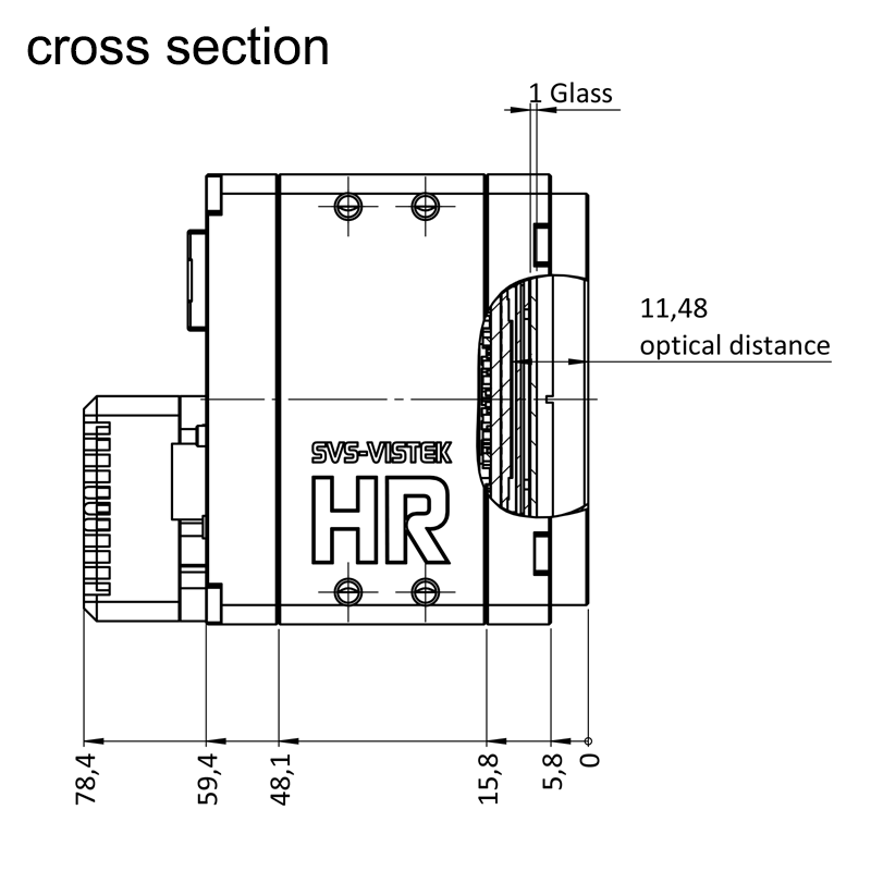 design drawing hr455CXGE left (all dimensions in mm)