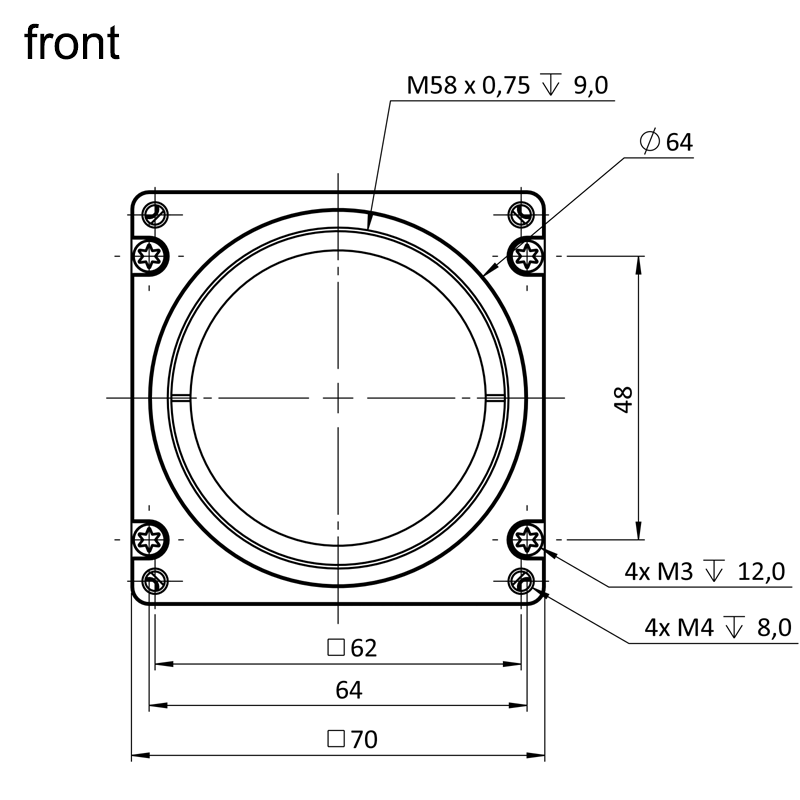 design drawing hr455CXGE front (all dimensions in mm)
